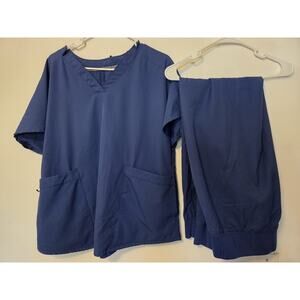 Cuddl Duds Climate Right Scrub Set Womens XL Top 2XL Bottom Blue Medical Nurse